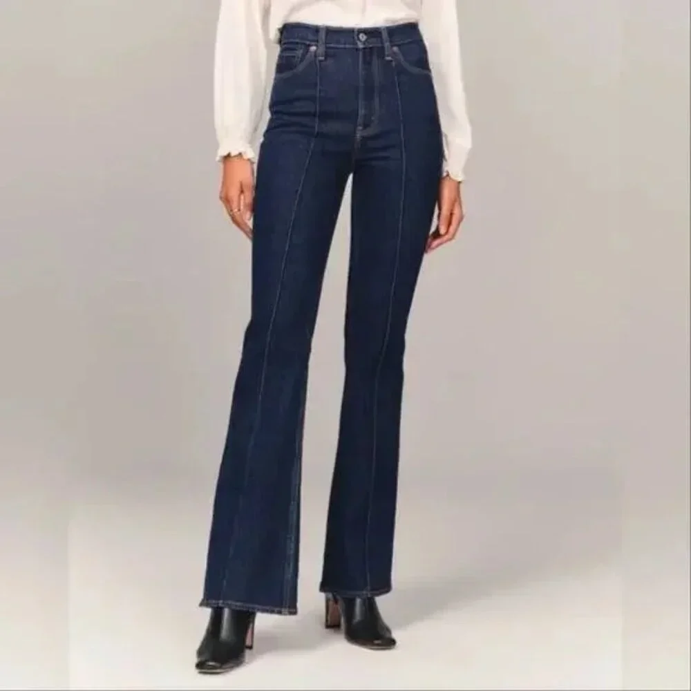 ABERCROMBIE & FITCH THE VINTAGE FLARE JEANS HIGH RISE FRONT SEAM BELL DENIM 31 - Picture 2 of 7